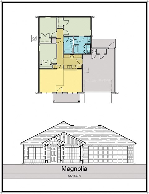 Floor plan for 3 beds, 2 baths